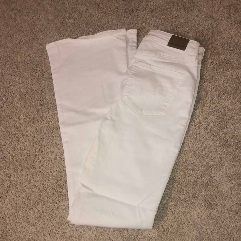 American Eagle Highest Rise White Flare Jeans Size 4 Long NWT